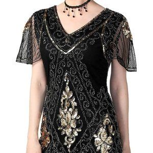 Pretty Guide 1920s Dress Beaded Sequin Art Deco Flapper Dress